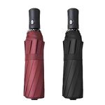 RONIARE 2 Packs Travel Umbrellas for rain Windproof Compact Umbrella Folding Small Strong and Portable Automatic Open and Close - Men and Women (Black + Red)