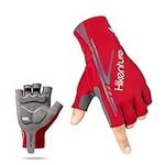 HIKENTURE Cycling Gloves for Men,5mm Padded Half Finger Bike Gloves,Women Shock-Absorbing Anti-Slip Bicycle Gloves for MTB,Roading Biking(Red L)