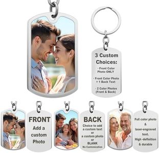 Queenberry Photo Keychain Custom Picture Keychain Customized Gifts Laser-Engraved/Color Gifts For Boyfriend Wife Hubsand (UV Color Photo)
