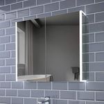 Pebble Grey™ Grace LED Illuminated LED Bathroom Mirror Cabinet with Shaver Socket and Heated Demister Pad | Motion Sensor Switch | 815 x 700 | Fully Assembled | IP44 Rated