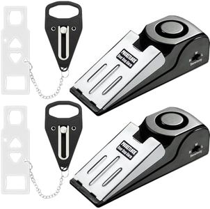 POCKETLOCK Portable Door Lock + Door Stop Alarm Set – Travel Safety Kit for Hotel Rooms, Home, Dorms & Apartments – (Black, 2-Pack - 2 Locks + 2 Alarms)