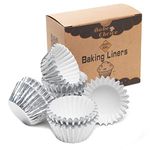 Bake Choice Non Stick 400pcs Silver Mini Cupcake Liners for Baking, Cupcake Liner, Foil Cupcake Liners, Mini Muffin Liners, Greaseproof Parchment Paper Muffin Liners for Birthday Party