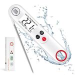 flintronic Meat Thermometer, Instant Read Cooking Thermometer, Cooking Thermometer with Foldable Long Probe and Backlight Screen, Perfect for Kitchen Cooking, BBQ, Water,Meat, Milk (White)