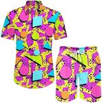 Gihuo Mens 2 Pieces 80s 90s Outfits