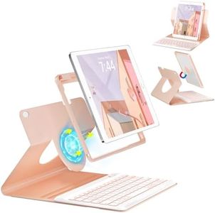 OYEEICE for iPad 6th Generation Case with Keyboard 9.7 inch - Detachable Backlit Keyboard, Upgraded Magnetic Cover with Pencil Holder for iPad Air 2nd Generation & iPad 6th/5th Gen - Pink