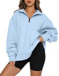 MODARANI Womens 1/4 Half Zip Hoodies Long Sleeve Pullover Oversized Hooded Sweatshirt with Pockets Sky Blue