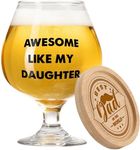 Aremdys Gifts for Dad, Dad Birthday Gifts from Daughter, 17oz Beer Glass with Coaster Dad Gifts, Presents for Dad Daddy on His Birthday Christmas Anniversary, Beer Gifts for Men