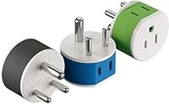 Orei India, Nepal, Maldives Travel Plug Adapter - 2 USA Inputs - 3 Pack - Type D (US-10) - Does Not Convert Voltage