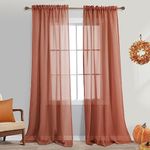 Terracotta Curtains Extra Long for Living Room 2 Panels Rod Pocket Home Fashion Airy Elegant Sheer Window Drapes for Patio Sliding Door French Dining Doorway Wedding Backdrop Home Decor 52 x 108 Inch