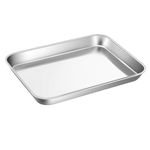 Toaster Oven Tray,P&P CHEF Stainless Steel Toaster Oven Pan, Rectangle 10.5''x8''x1'', Mirror Finish & Dishwasher Safe，Fit Small Toaster Oven