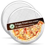 Kevenal Crisp Crust Pizza Screen, 100% Aluminum Pizza Pan Seamless Rim, Restaurant-Grade Oven-Safe Rust-Free, 14 Inches, Pack of 2