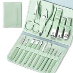 START MAKERS Manicure Set - 16 in 1 Professional Nail Clipper Set - Stainless Steel Pedicure Kit Nail Care Kit for Men Women with Storage Travel Case, Green