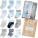 Baby Socks 12 Pairs - Non-Slip Infant Grip for Newborns & Toddlers 6-12 Months, Boys & Girls, Safe for Walking