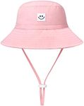 HSYZZY Baby Sun Hat Smile Face Toddler UPF 50+ Sun Protective Bucket hat Nice Beach hat for Baby Girl boy Adjustable Cap, Pink, 9-18 Months