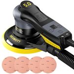 DEVMOTT Random Orbital Sanders 5.0mm, 360W Brushless Electric Orbital Sander with 150mm/6IN Backing Plate, 6 Variable Speed to 10000RPM, Hand Sander for Wood Sanding