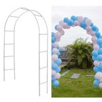 Mr.Ton Metal Pergola Arbor, Garden Arch Trellis Outdoor Flower, White Wedding Arch, Durable Steel Garden Arbor for Climbing Plants, Wedding Decoration, 7.5Ft H x 6.4Ft W, White