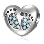Baby Footprint Heart Charm with Mar
