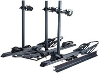 Rockland Foldable 3-Ebike Rack with Ramp, 250 lbs Capacity, Hitch Mount Electric Bike Rack, Fits up to 5" Fat Tire Width and 50" Wheelbase, Ebike Carrier Rack for 2" Receiver for Cars SUVs Vans RVs