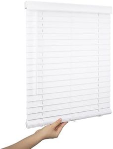 Allesin Faux Wood Blinds 2 inch Slat Cordless Design Room Darkening Blinds for Indoor Windows Easy to Install & Durable Horizontal Windows Blinds Inside/Outside Mount,46" W x 48" L,Pearl White