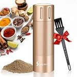 Professional Pepper Grinder Pepper Mill - Manual Heavy Duty Pepper Mill Refillable, High Output Spice Grinder with Adjustable Coarseness and Stainless Steel Blade Gift Set, Aluminum Matte (Gold)