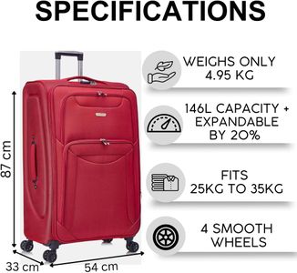 FLYMAX 32" Lightweight Suitcase – Red Luggage