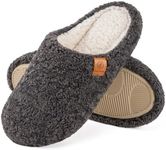 EverFoams Women's Fuzzy Slip-on Slippers Soft Comfy Memory Foam Indoor House Shoes Dark Grey,7-8 US