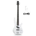 Ktaxon 4 String Electric Bass Guitar, Full Size Standard Right Handed Rosewood Fingerboard Beginner Kit with Cable Wrench Tool (White)