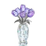 H&D HYALINE & DORA Crystal Rose Purple Flower Figurine,Rose Gifts for Mom Wife Grandma,Glass Flower Collectible Ornament Valentines Day Mother's Day