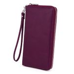 UTO Women Wallet RFID Large Leather Zip Around Card Holder Checkbook Passport Organizer Ladies Travel Clutch with Wristlet CA