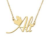 18k Gold Plated Ali Heart Name Pendant Charm Necklace for Womens Birthday Graduation Stainless Steel Jewelry