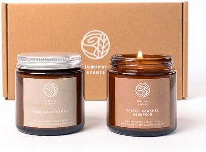 Natural Soy Candle Gift Sets Made in Australia – 2 Pack 100g Scented Aromatherapy Candle Amber Jar with Lid – Hand Poured on The Sunshine Coast (Salted Caramel Espresso, Vanilla Caramel)