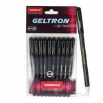 UNOMAX Geltron Gel Pen Pack of 10 (10 Black) | Professional Ergonomic Design for Daily Use, Exam-Friendly | Fast-Flowing Ink, Writing Precision, Budget-Friendly,