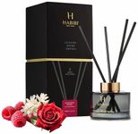 H Habibi Evening Rose Reed Diffusers for Home – Luxury Home Reed Diffuser Set with 150 ML Oil Diffuser and 4 Bamboo Sticks – Floral Musky Scent Diffusers for Home – Long-Lasting Fragrance Diffuser