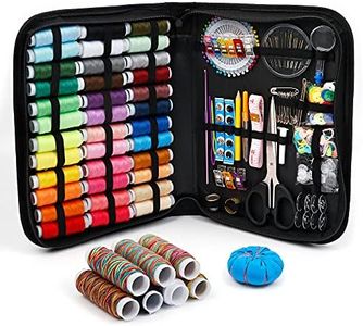 Large Sewing KIT, 226 PCS Premium Sewing Supplies with 43 XL Thread Spools, Leather Case, Scissors, Thread, Needles and Accessories, Sewing Repair Set for Adults, Emergency, and Home by Inscraft