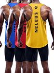 NELEUS Men's 3 Pack Dry Fit Athletic Muscle Tank,5031,Blue,Red,Yellow,US M,EU L