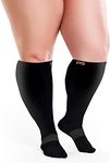 Plus Gear Plus Size Compression Socks Wide Calf- Copper Infused Graduated (Black, XXXL)