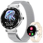 Smart Watches for Women,1.19" AMOLED Women Smart Watch With Bluetooth Call,100+ Sports Modes,Heart Rate/Blood Pressure/SpO2 Monitor,IP68 Waterproof,Fitness Tracker,Smartwatch for Android/iOS Silver