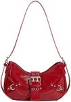 Floerns Women's Y2k Shoulder Bag Rivet Adjustable Straps Hobo Bag Punk Crossbody Purse Red One-Size