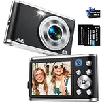 Digital Camera, Auto Focus FHD 4K Vlogging Camera with Dual Camera 48MP 16X Digital Zoom Kids Compact Camera with 32GB Memory Card Portable Point and Shoot Cameras for Teens Beginner Adult,Black