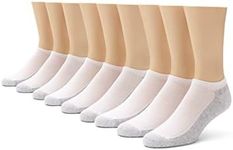 No Nonsense Men's Cushioned No Show Socks, White-9 Pair Pack, 6-12