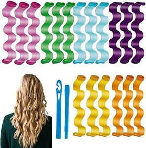 Seedware - 30 cm Hair Curlers, Spiral Curls Heatless Hair Curlers Styling Kit with 2 Pieces Styling for Most Kinds of Hairstyles DIY Waves Rollers for Women Girls Long Hair (28)