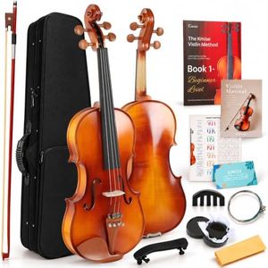 Kmise Teacher Approved 4/4 Full Size Violin Starter Kit for Adults Beginners Students, Tough Jujube Wood Acoustic Violins, Fiddle Bundle with Case, Bow, Rosin, Strings, Shoulder Rest & Guide