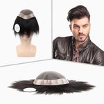 Artello® MONOFILAMENT Smart Hair Patch for Men, Soft Hair Wig in 100% Natural Human Hair, Easy Fit with Tape, Glue or Clips, 1D Mono Base (Colour: Indian Black) (9x7)