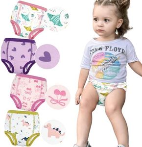 MooMoo Baby Absorbent Potty Training Underwear 4 Packs Cotton Training Pants for Girls 2T
