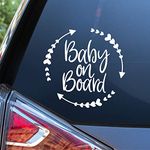 Sunset Graphics & Decals Baby On Board Decal Vinyl Car Sticker | Cars Trucks Vans Walls Laptop | White | 5.5 x 5.5 inches | SGD000002