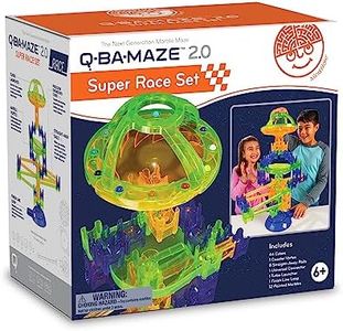 MindWare Q-BA-Maze 2.0 Super Race Set, STEM Marble Run Building Kit with Turbo Launcher and Racing Tracks, Creative Engineering Toy for Kids Ages 6+, Logic and Construction Gift