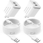 iPhone Fast Charger,Fast Charger iPhone 2Pack Dual Port USB Wall Charger Apple Fast Charging 10FT Long Lightning Cable Cord Double Adapter Plug Block for iPhone 14/13/12/11 Pro Max XS XR X 8 7 6 iPad