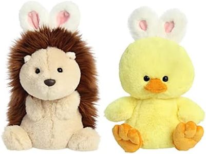 Aurora World 2 Piece Happy Easter Friends 10 Inch Plush Bundle, Hoppy Hedgie and Hoppy Duck