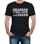 Reality Glitch Grandad The Man The Myth The Legend TShirt gift (Black-Medium)