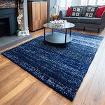 Navy Striped Rug